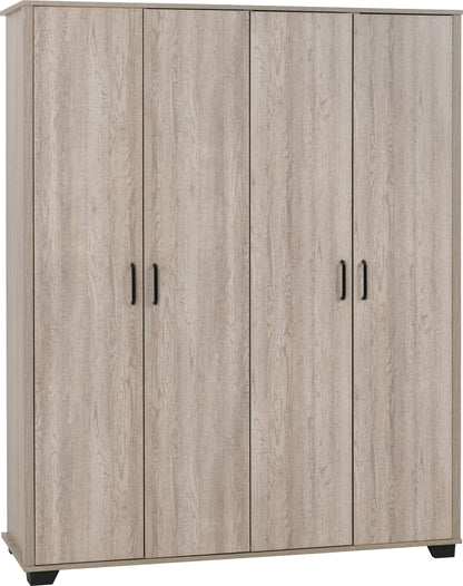 Oliver 4 Door Wardrobe Bedroom Set - Light Oak Effect