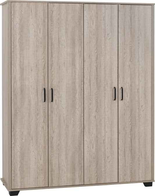 Oliver 4 Door Wardrobe Bedroom Set - Light Oak Effect