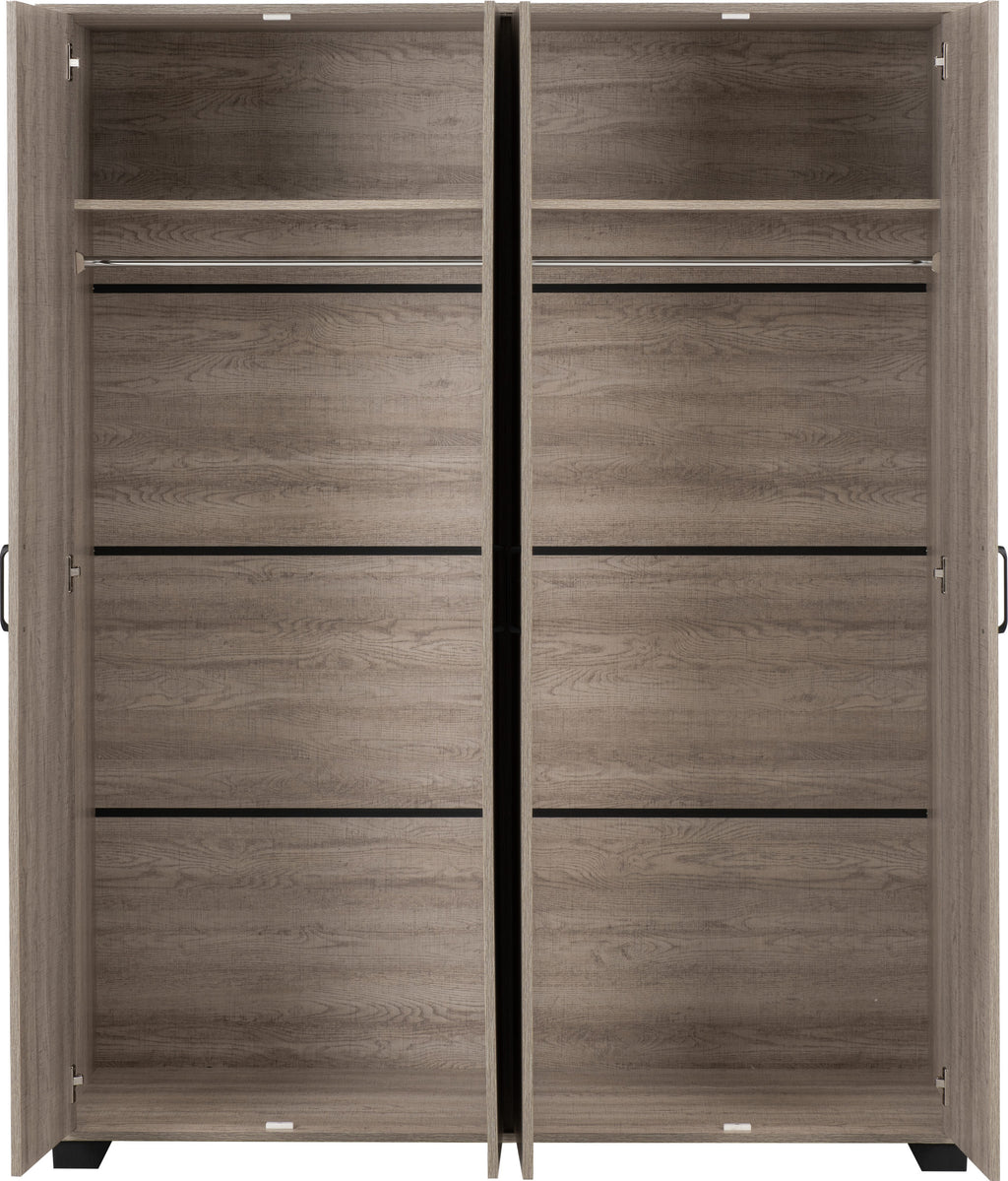 Oliver 4 Door Wardrobe - Light Oak Effect