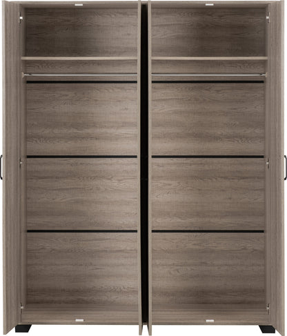 Oliver 4 Door Wardrobe Bedroom Set - Light Oak Effect