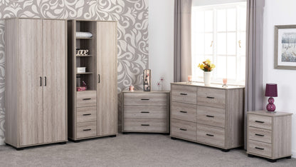 Oliver 1 Door 3 Drawer Open Shelf Wardrobe - Light Oak Effect