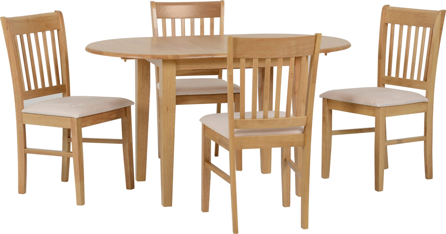 Oxford Extending Dining Set (X4 Chairs) - Natural Oak/Mink Microsuede