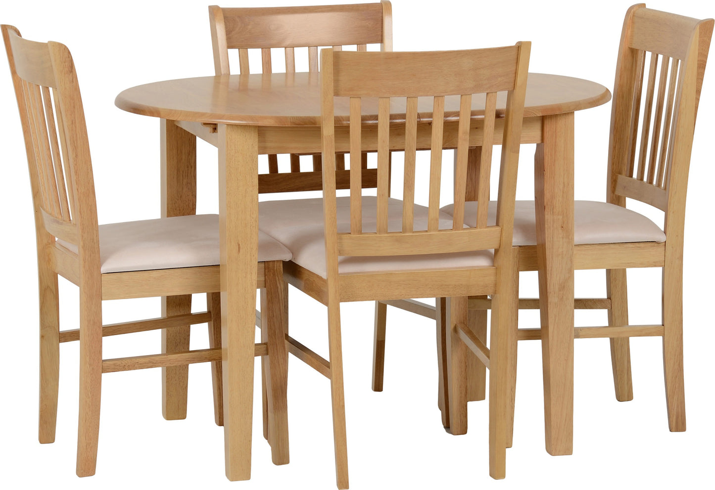 Oxford Extending Dining Set (X4 Chairs) - Natural Oak/Mink Microsuede