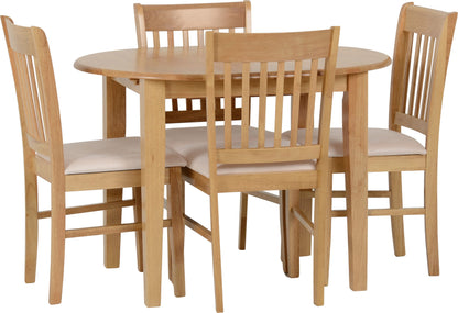 Oxford Extending Dining Set (X4 Chairs) - Natural Oak/Mink Microsuede