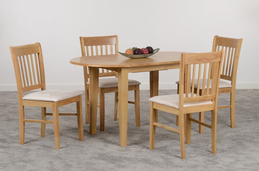 Oxford Extending Dining Set (X4 Chairs) - Natural Oak/Mink Microsuede