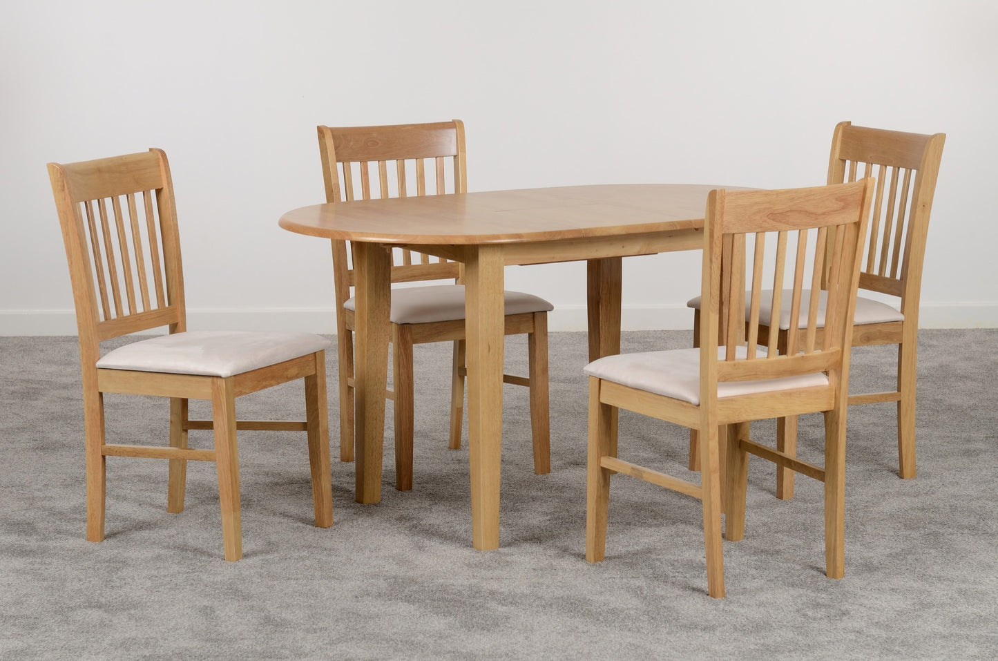 Oxford Extending Dining Set (X4 Chairs) - Natural Oak/Mink Microsuede