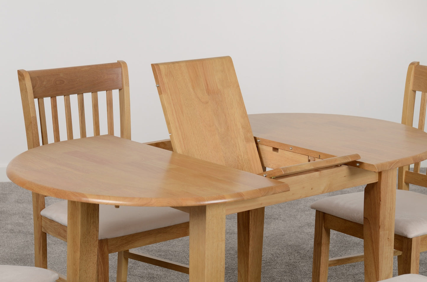 Oxford Extending Dining Set (X4 Chairs) - Natural Oak/Mink Microsuede