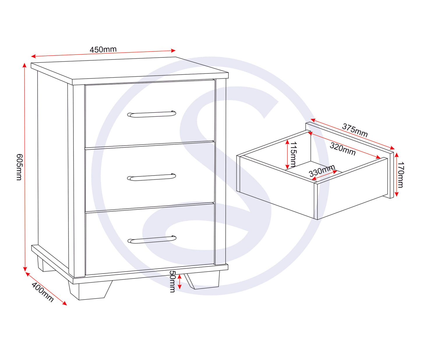 Oliver 3 Door Wardrobe Bedroom Set - Light Oak Effect
