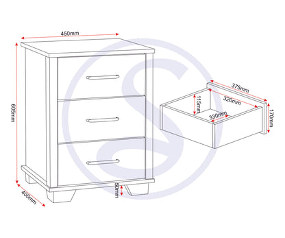 Oliver 3 Door Wardrobe Bedroom Set - Light Oak Effect