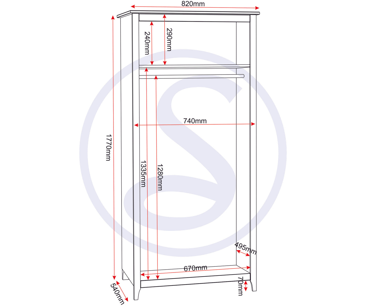 Oslo 2 Door Wardrobe - Antique Pine