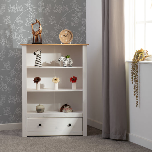 Panama 1 Drawer Bookcase - White/Natural Wax