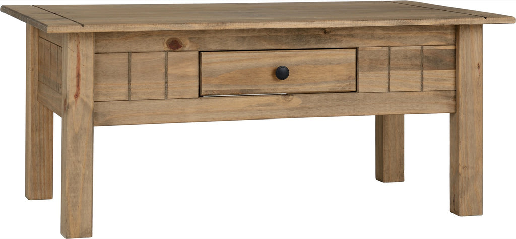 Panama 1 Drawer Coffee Table - Natural Wax
