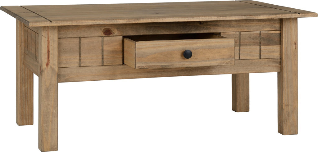 Panama 1 Drawer Coffee Table - Natural Wax