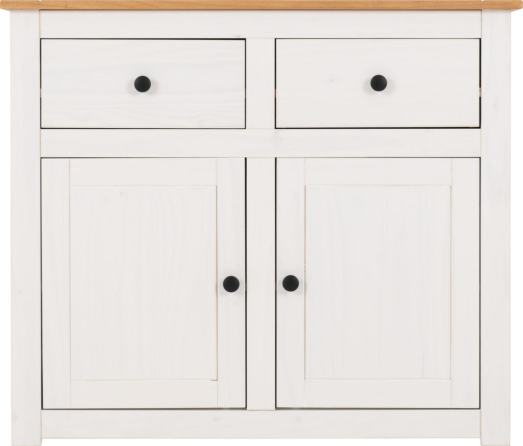 Panama 2 Door 2 Drawer Sideboard - White/Natural Wax