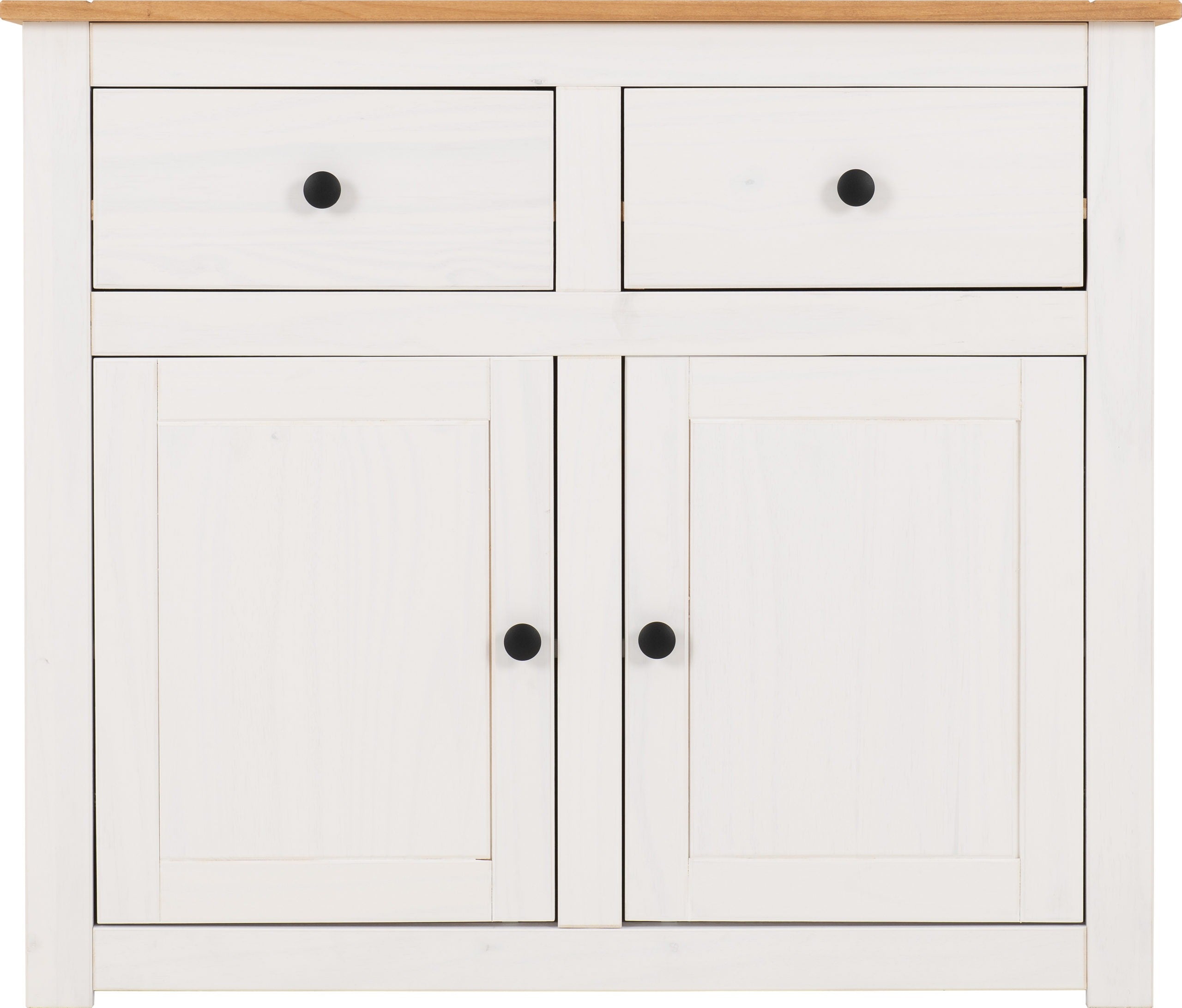 Panama 2 Door 2 Drawer Sideboard - White/Natural Wax