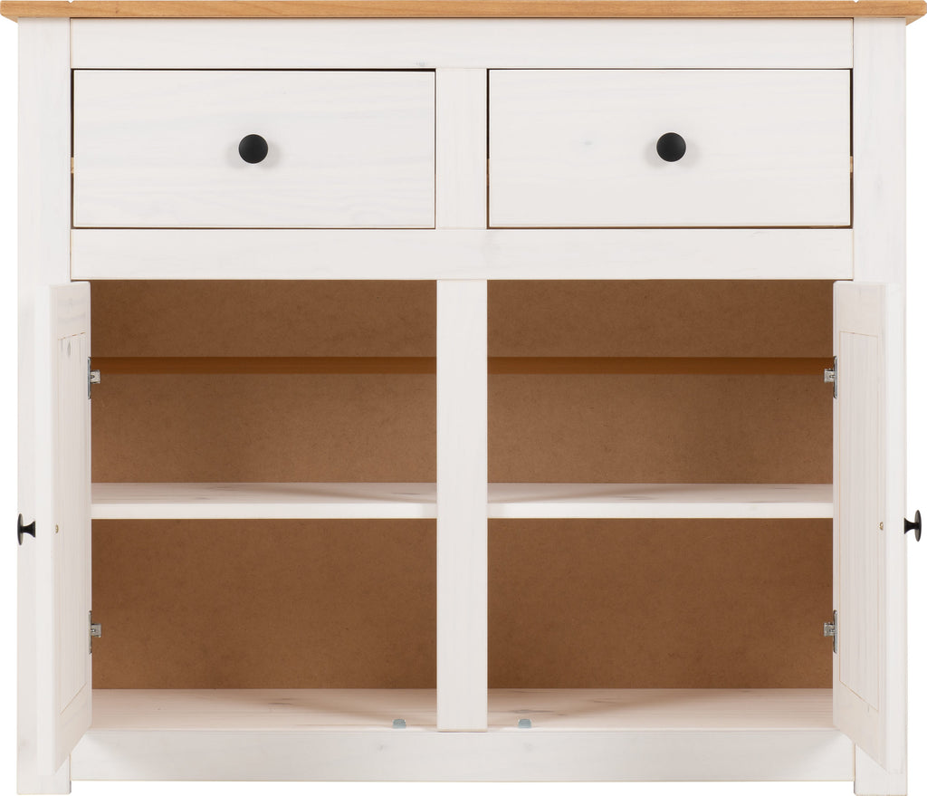 Panama 2 Door 2 Drawer Sideboard - White/Natural Wax
