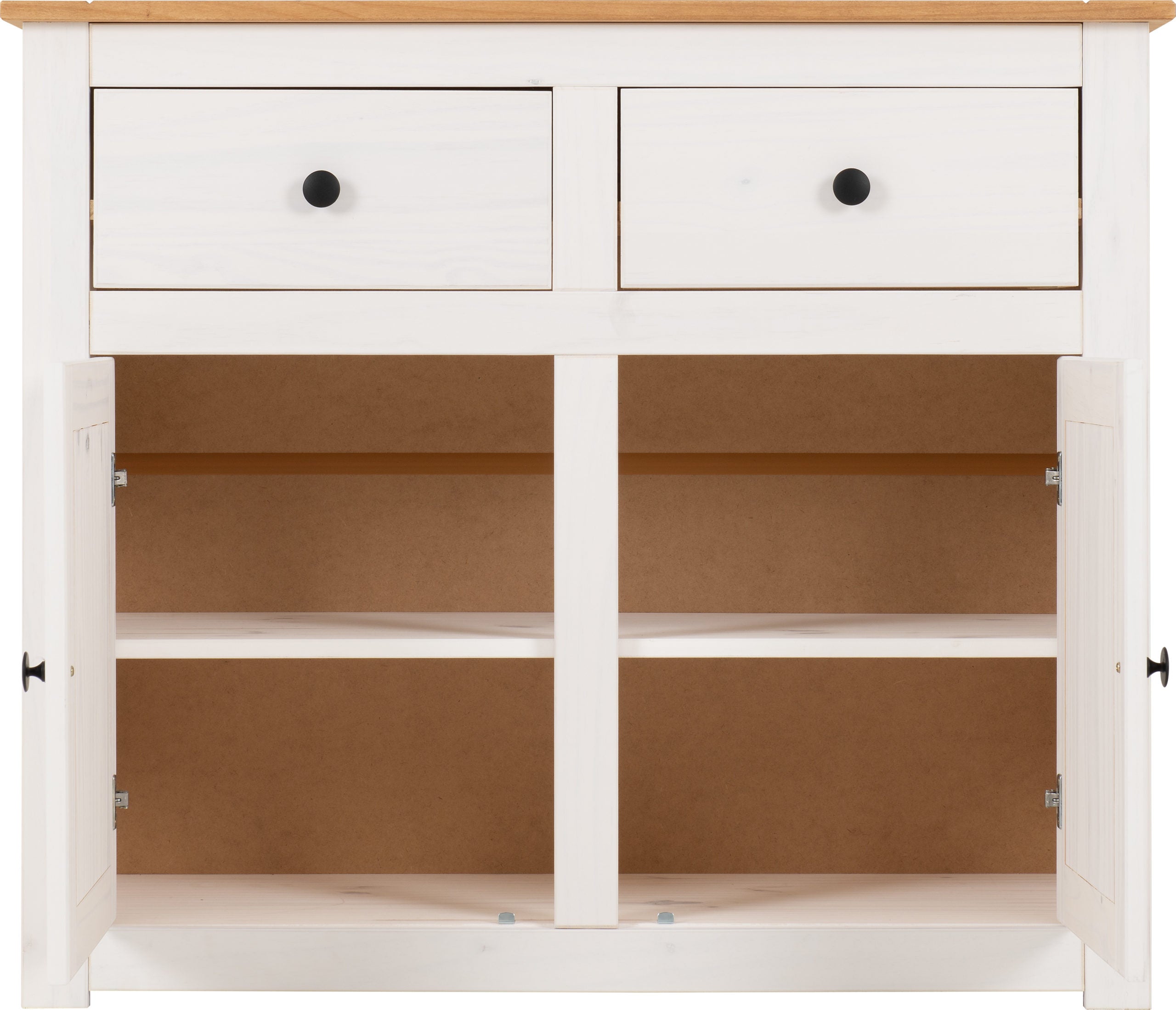 Panama 2 Door 2 Drawer Sideboard - White/Natural Wax