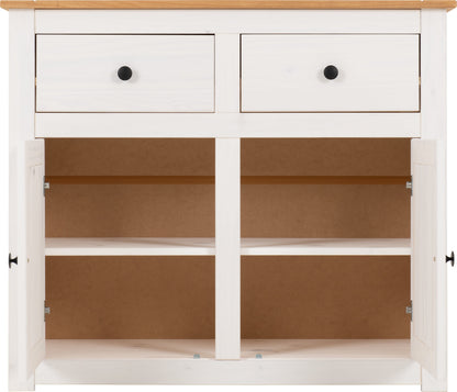 Panama 2 Door 2 Drawer Sideboard - White/Natural Wax