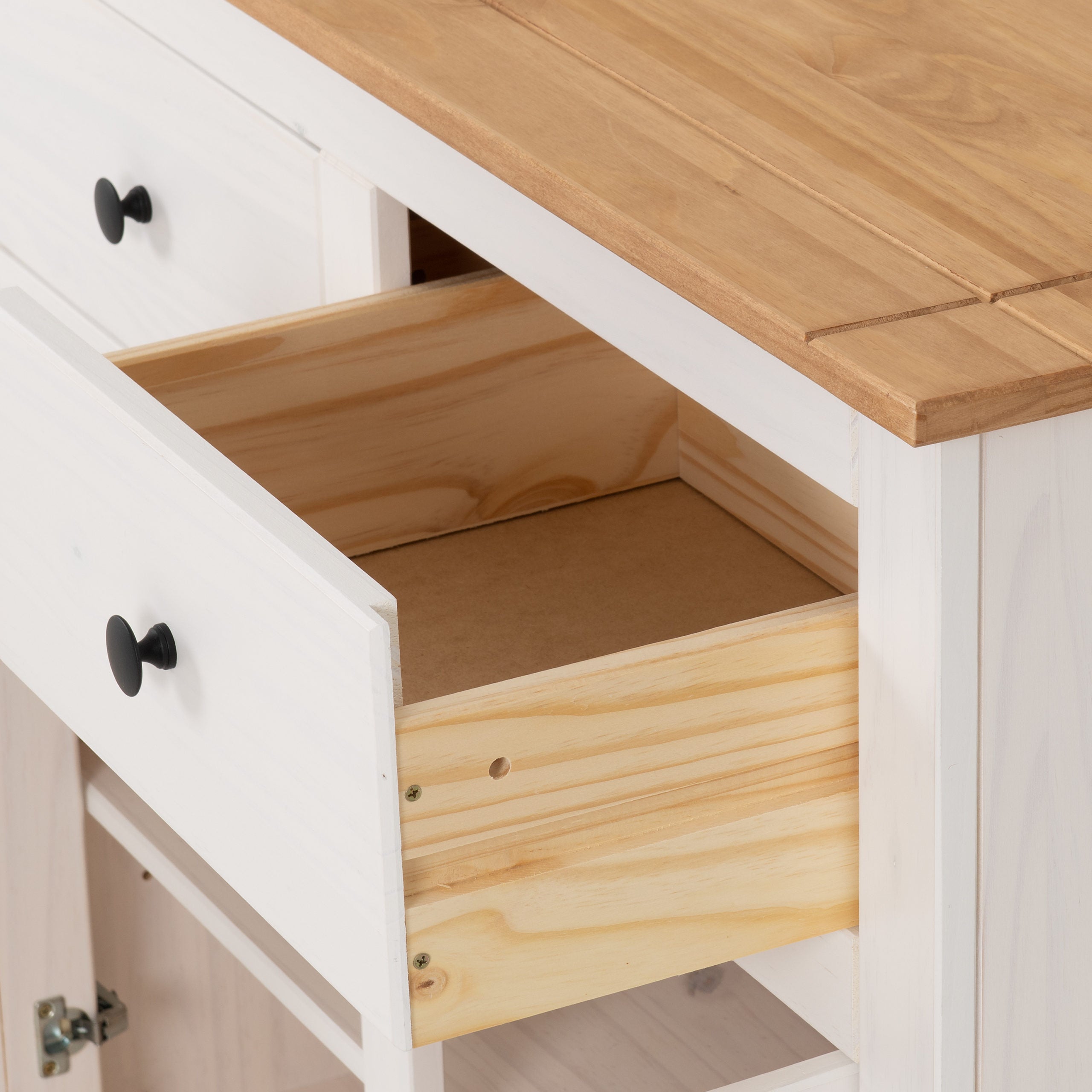 Panama 2 Door 2 Drawer Sideboard - White/Natural Wax