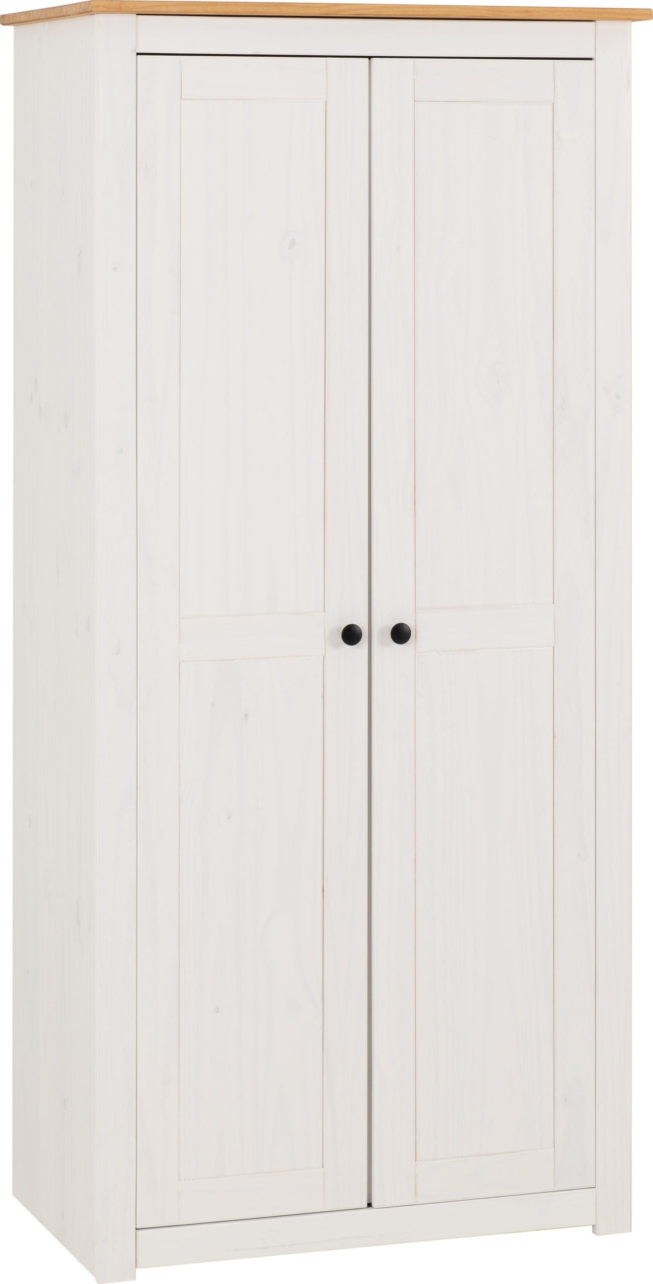 Panama 2 Door Wardrobe - White/Natural Wax