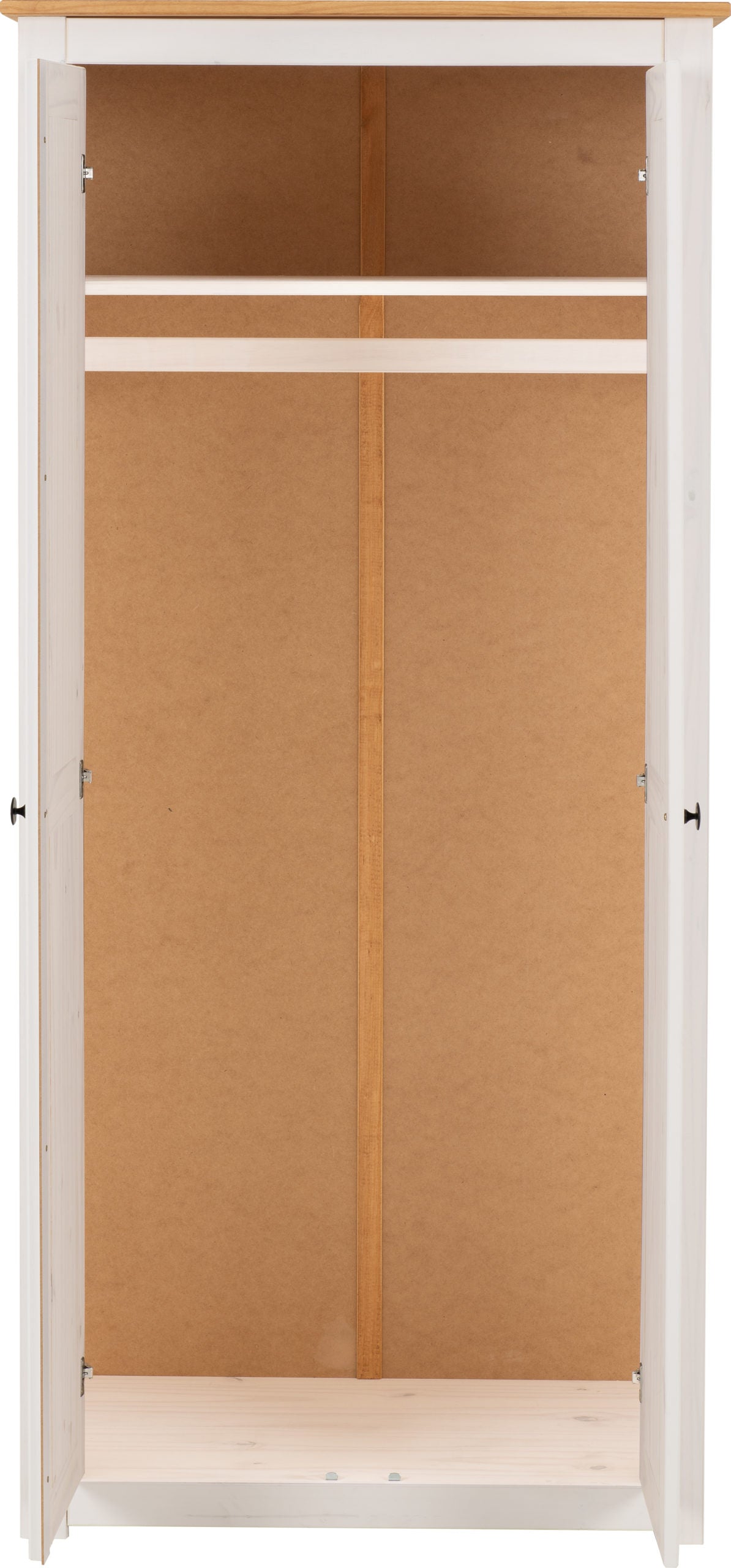 Panama 2 Door Wardrobe - White/Natural Wax