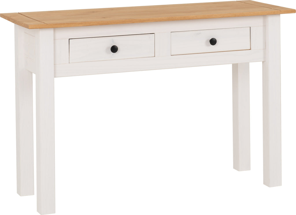 Panama 2 Drawer Console Table - White/Natural Wax