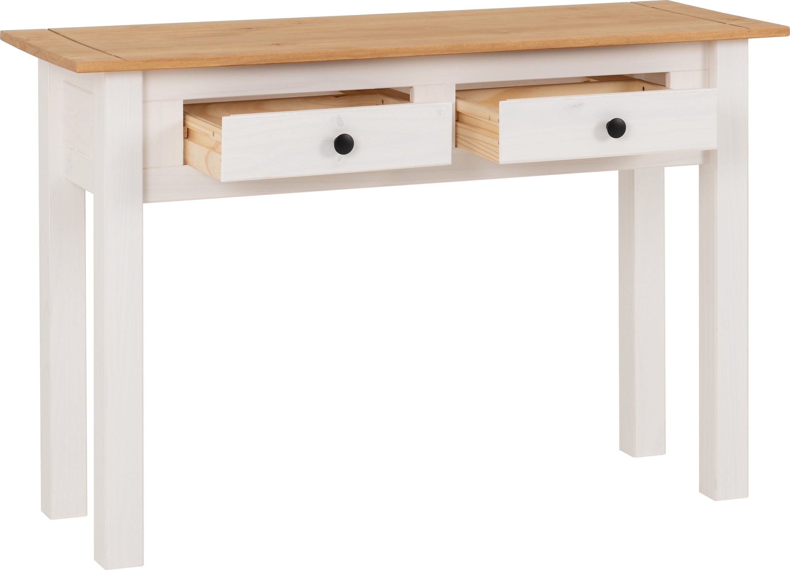Panama 2 Drawer Console Table - White/Natural Wax