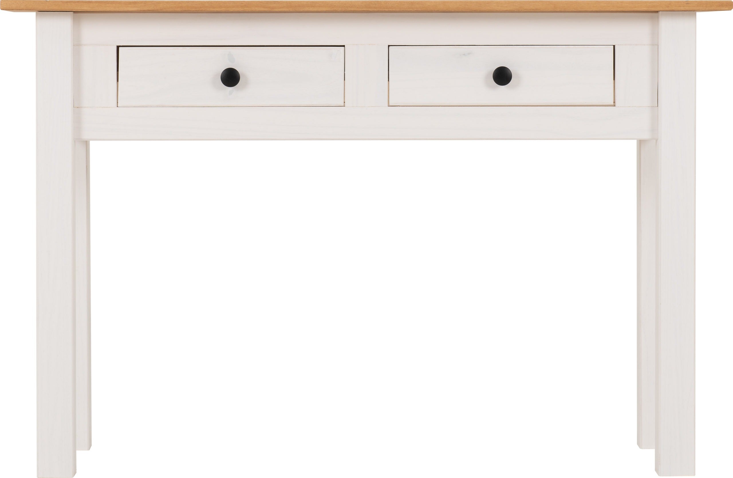 Panama 2 Drawer Console Table - White/Natural Wax