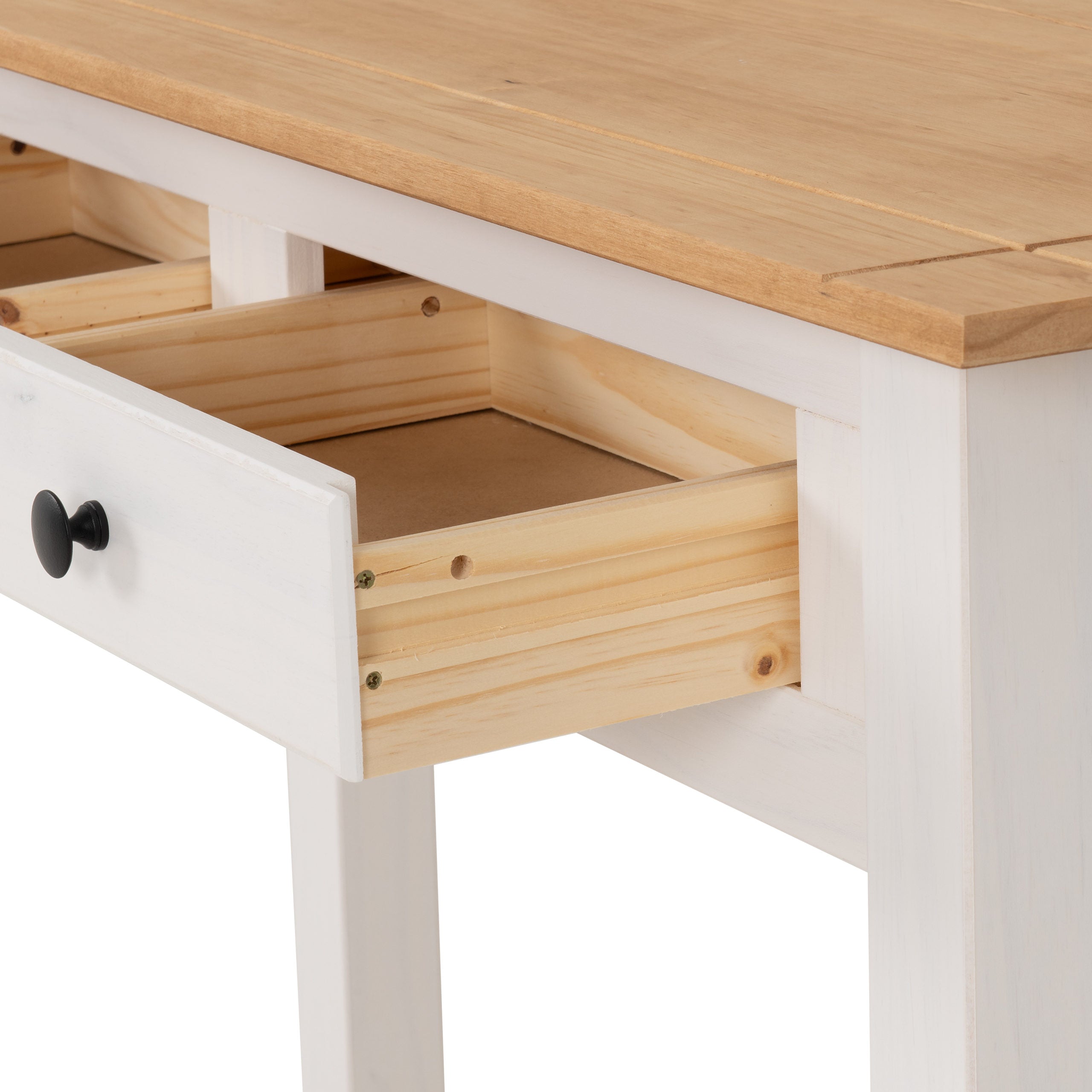 Panama 2 Drawer Console Table - White/Natural Wax