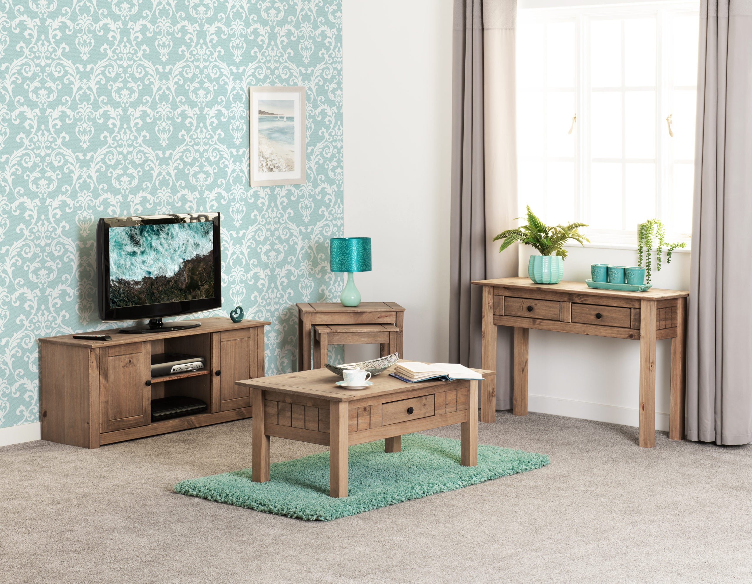 Panama Flat Screen Tv Unit - Natural Wax