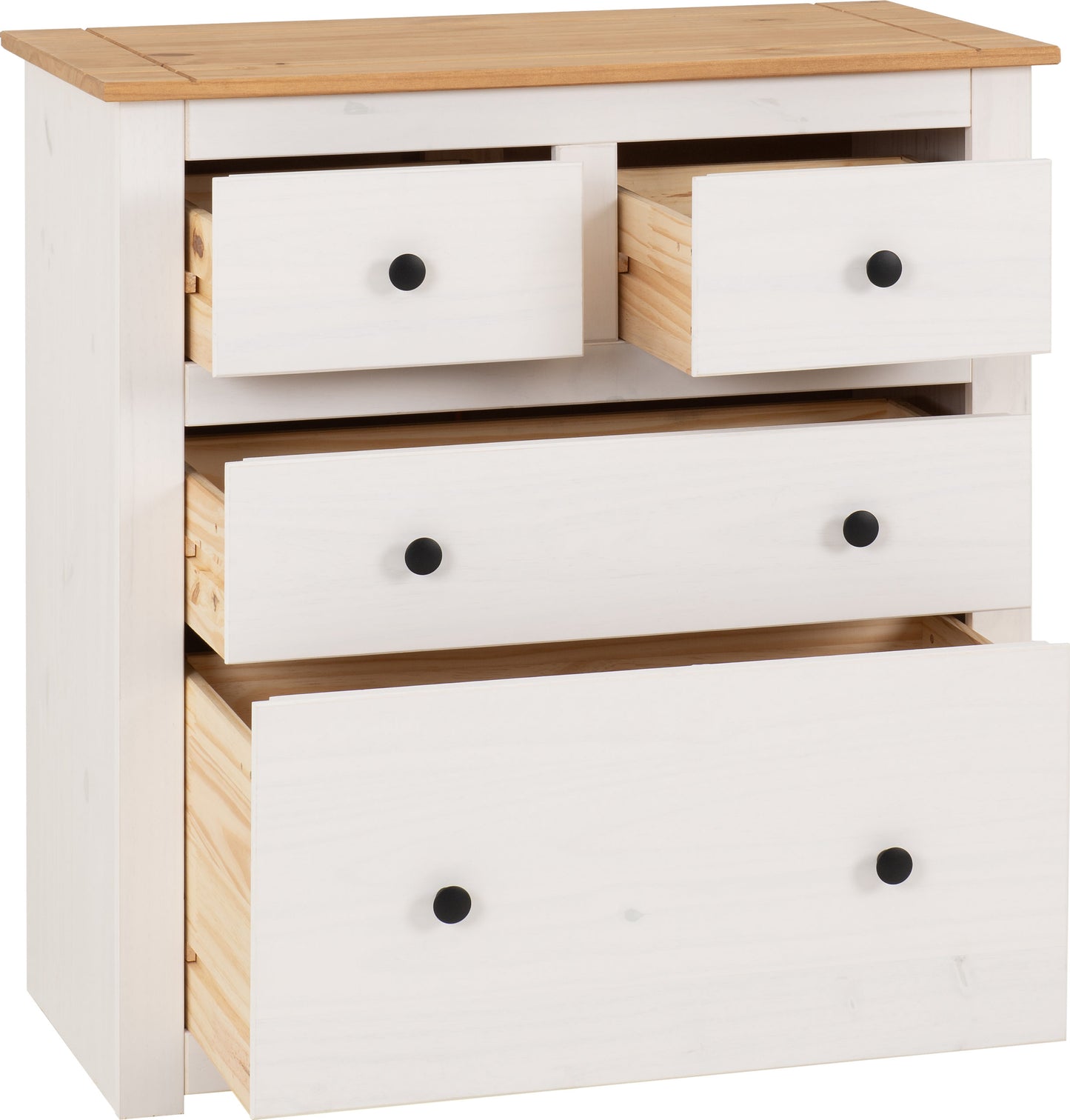 Panama 2+2 Drawer Chest - White/Natural Wax