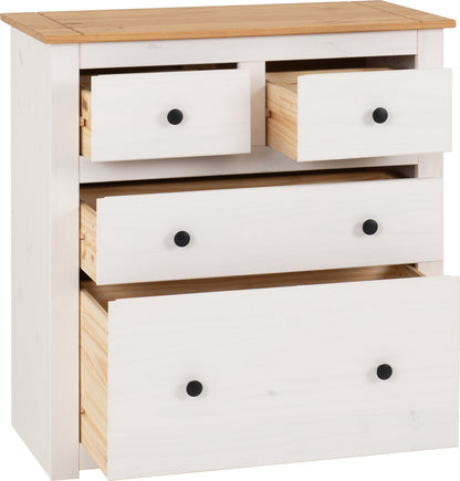 Panama 2+2 Drawer Chest - White/Natural Wax