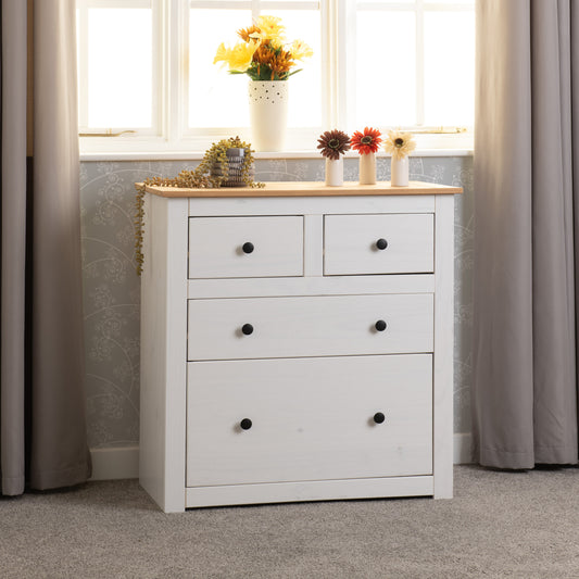 Panama 2+2 Drawer Chest - White/Natural Wax
