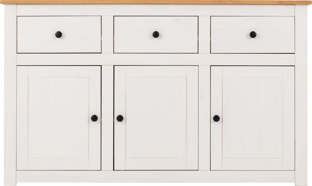 Panama 3 Door 3 Drawer Sideboard - White/Natural Wax
