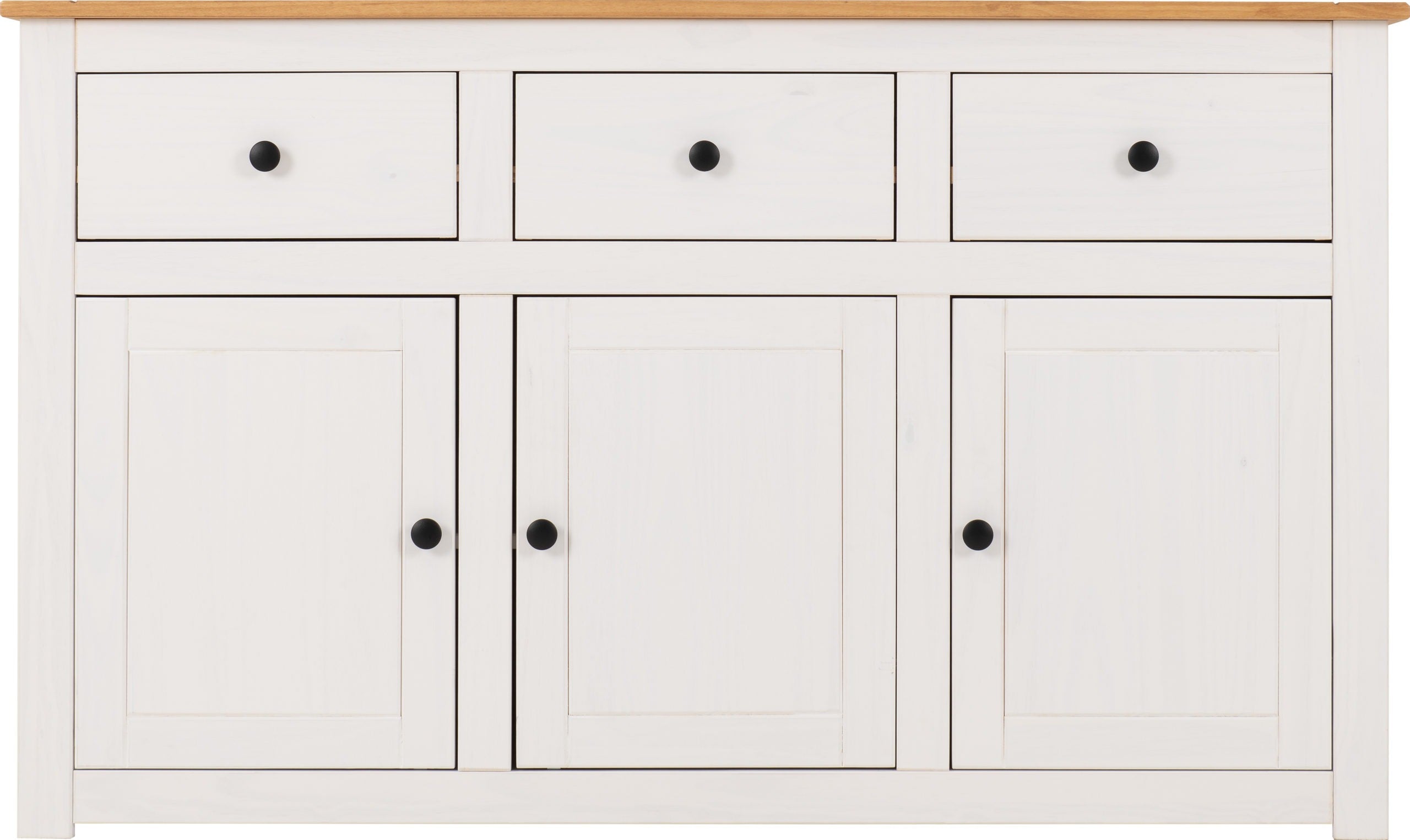 Panama 3 Door 3 Drawer Sideboard - White/Natural Wax