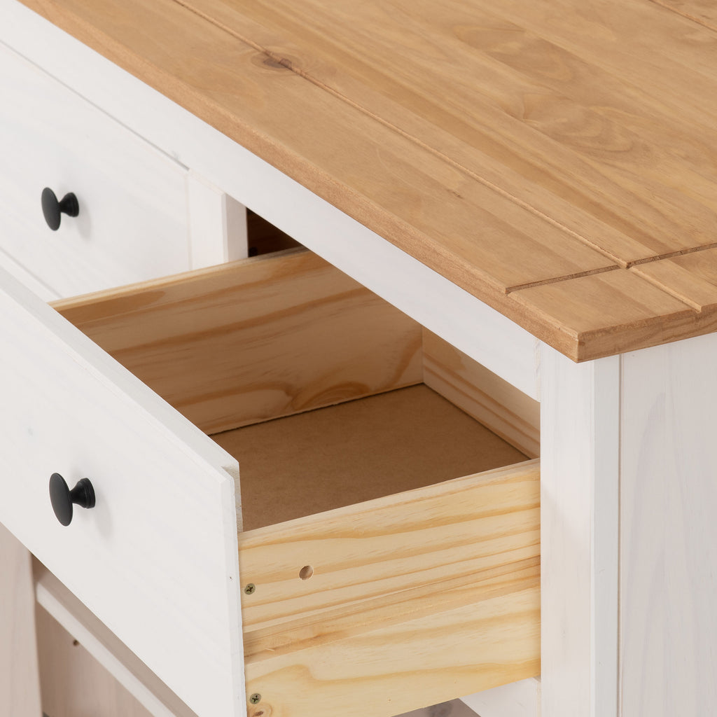 Panama 3 Door 3 Drawer Sideboard - White/Natural Wax