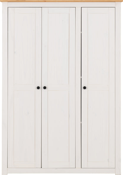 Panama 3 Door Wardrobe - White/Natural Wax
