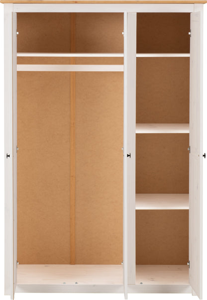 Panama 3 Door Wardrobe - White/Natural Wax