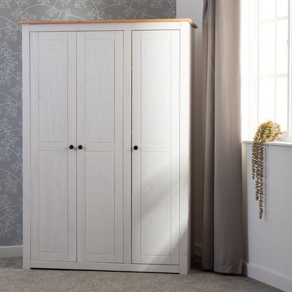 Panama 3 Door Wardrobe - White/Natural Wax