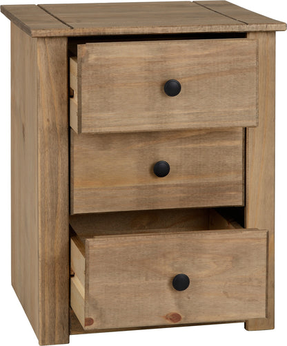 Panama 3 Drawer Bedside - Natural Wax