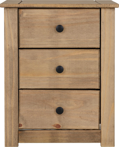 Panama 3 Drawer Bedside - Natural Wax