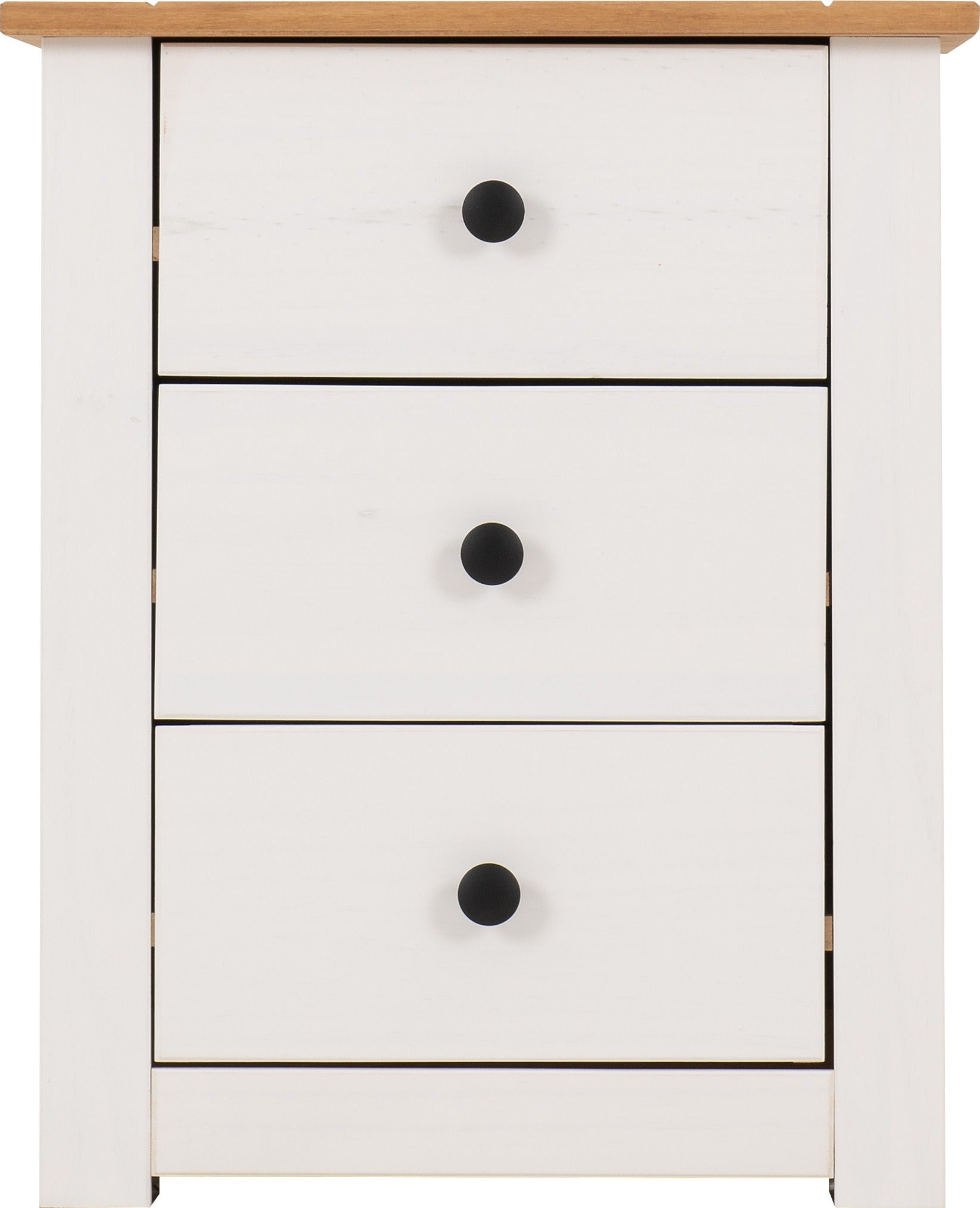 Panama 3 Drawer Bedside - White/Natural Wax