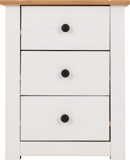 Panama 3 Drawer Bedside - White/Natural Wax