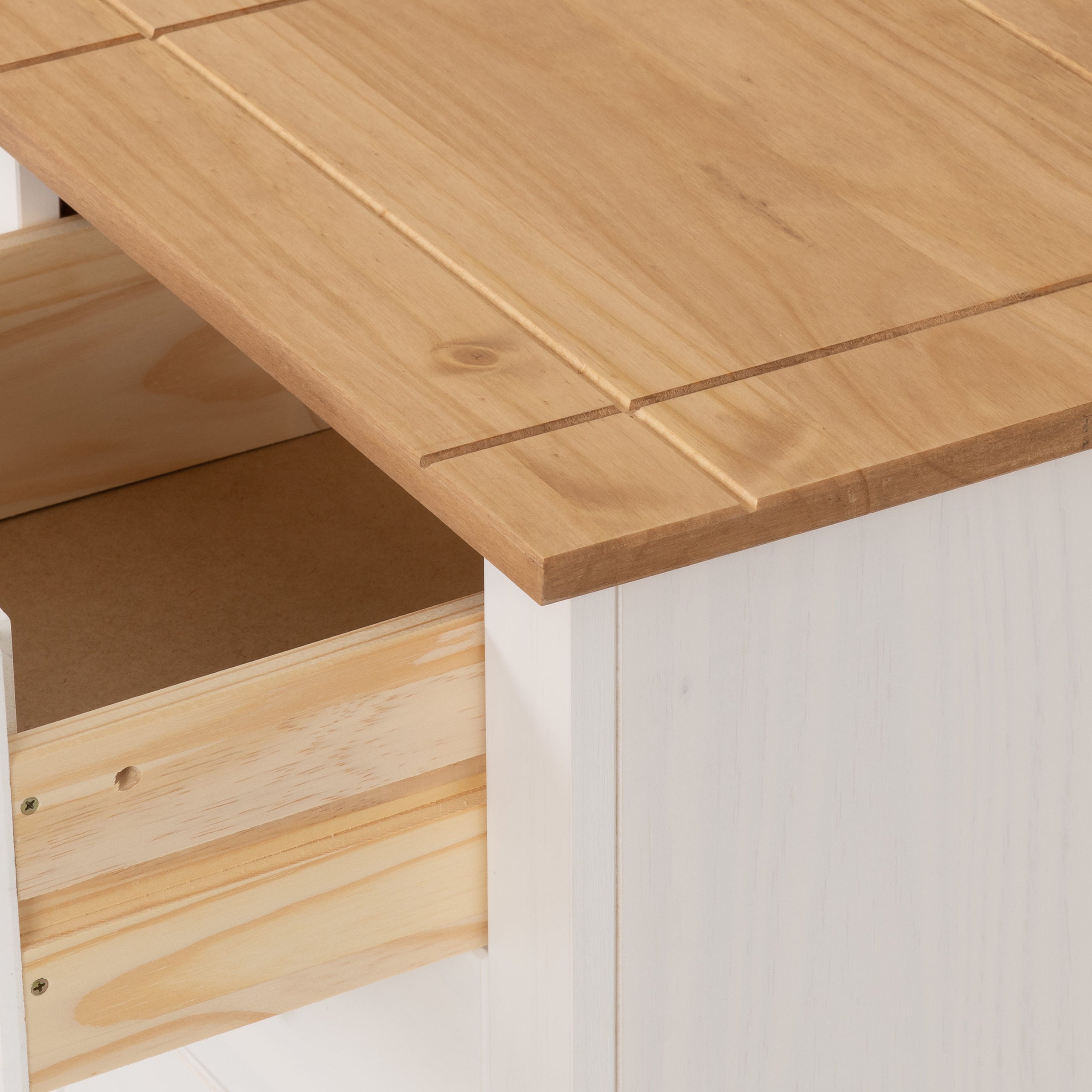 Panama 3 Drawer Bedside - White/Natural Wax