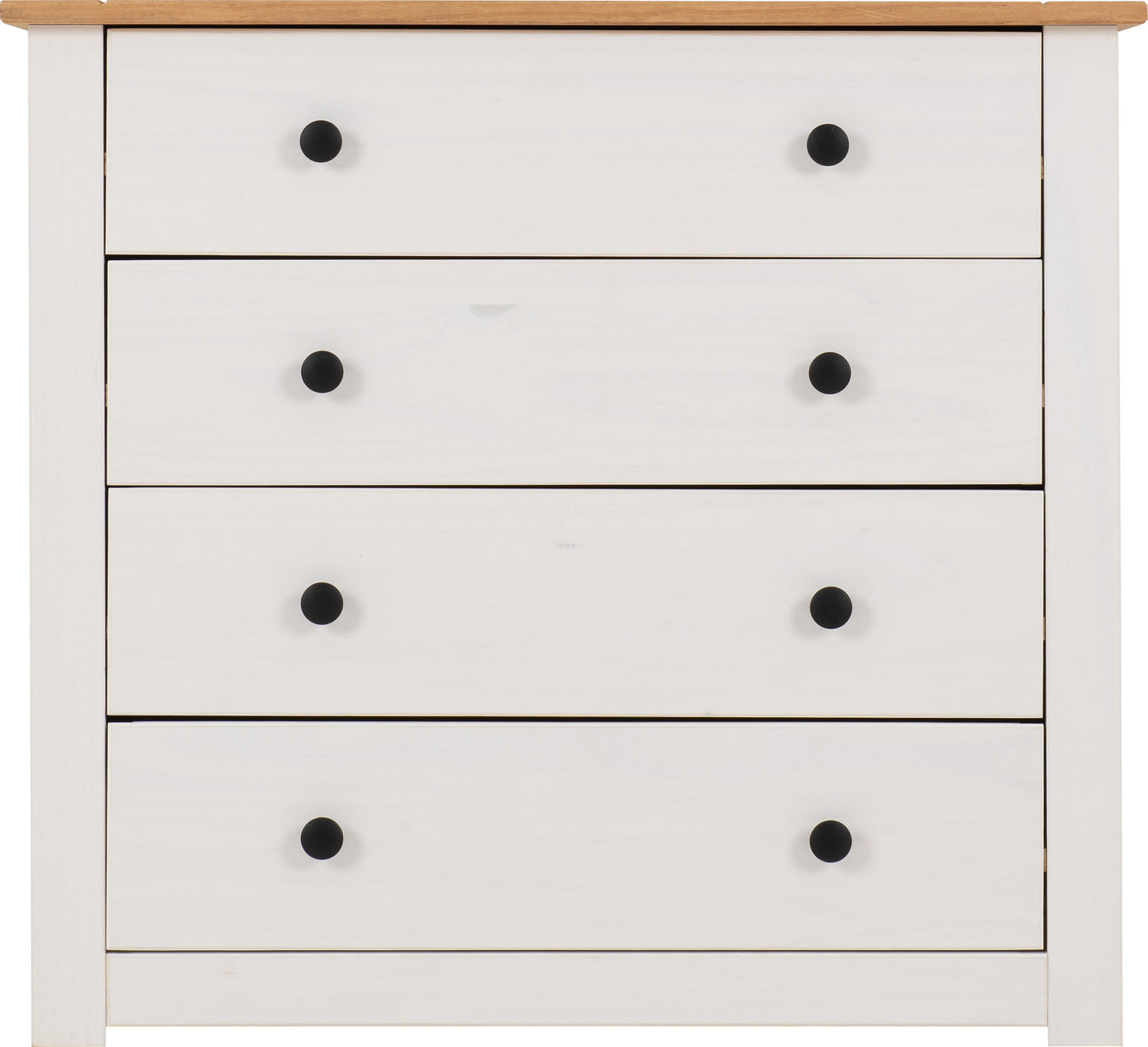 Panama 4 Drawer Chest - White/Natural Wax