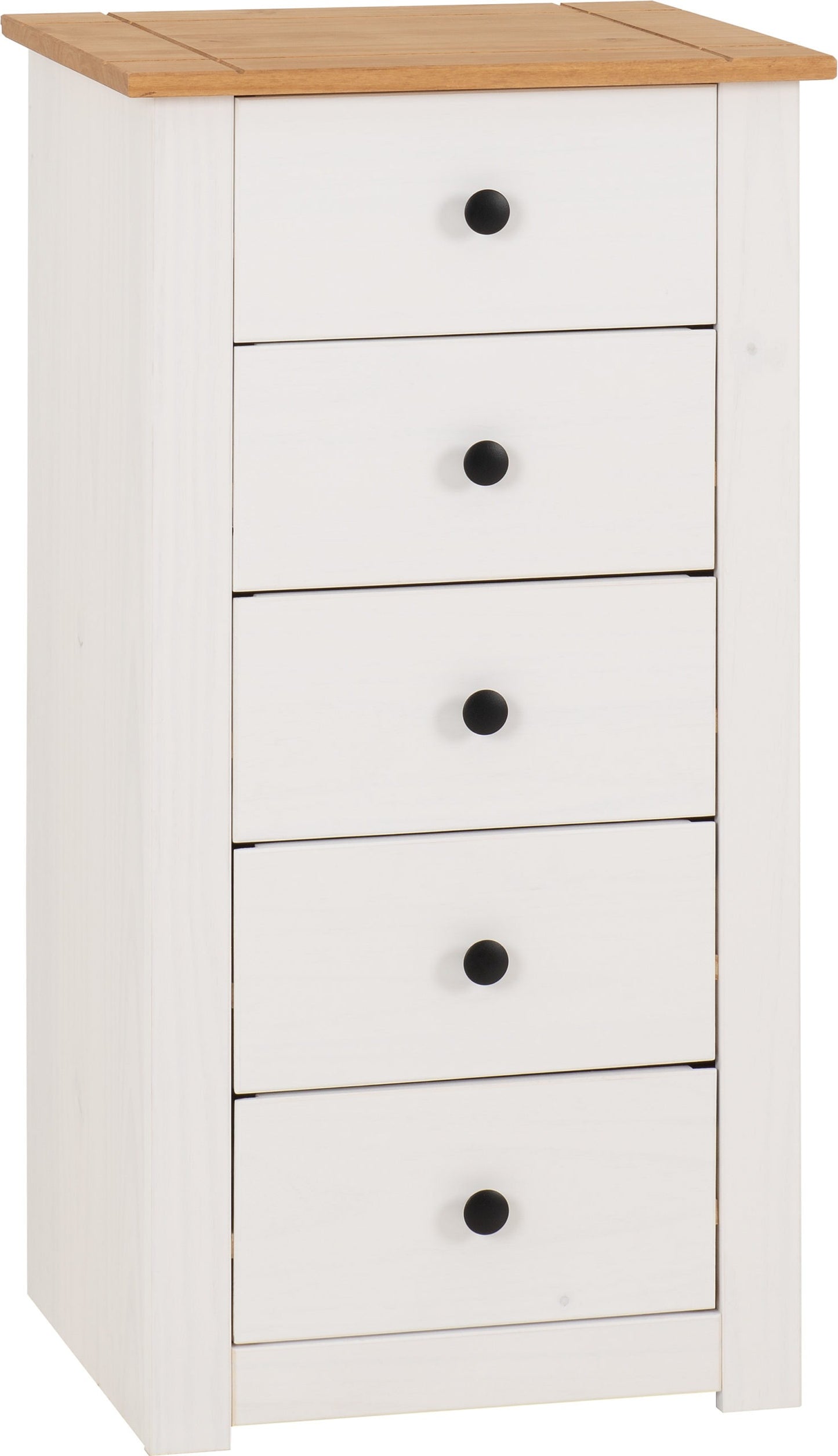 Panama 5 Drawer Chest - White/Natural Wax