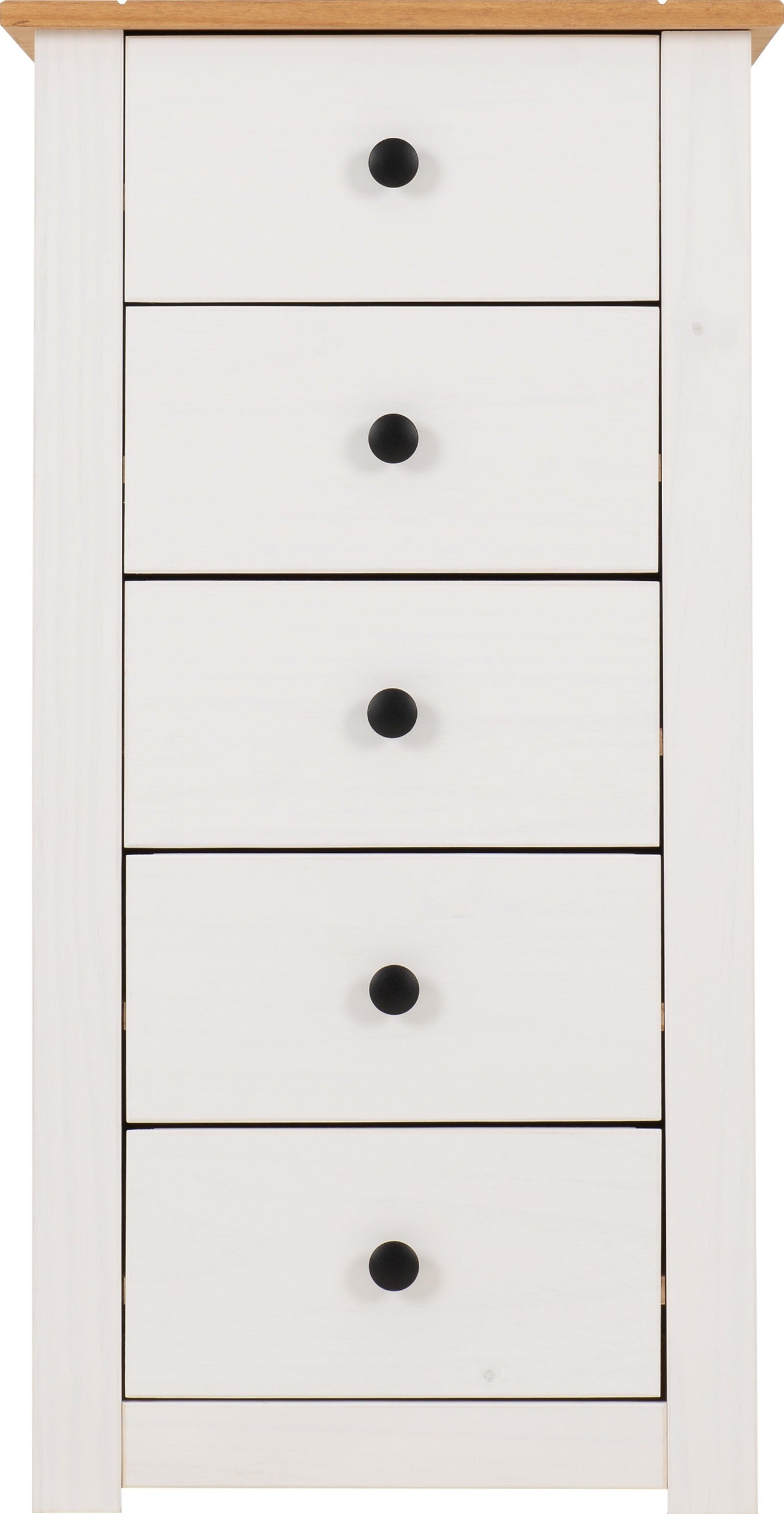 Panama 5 Drawer Chest - White/Natural Wax