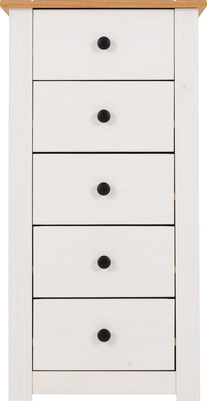 Panama 5 Drawer Chest - White/Natural Wax