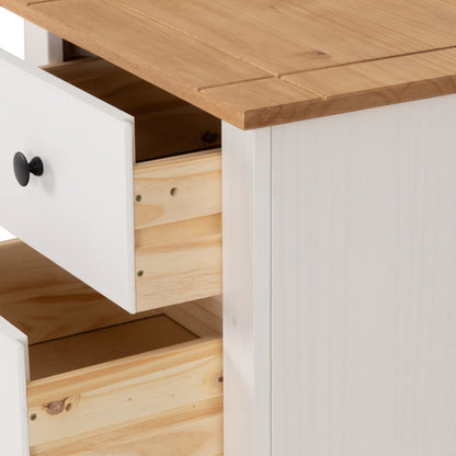 Panama 5 Drawer Chest - White/Natural Wax