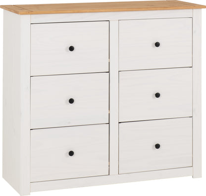 Panama 6 Drawer Chest - White/Natural Wax